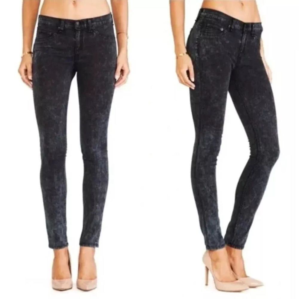 Rag & Bone Justine Skinny Acid Wash‎ Leggings Jeans Rosebowl Black Size 29